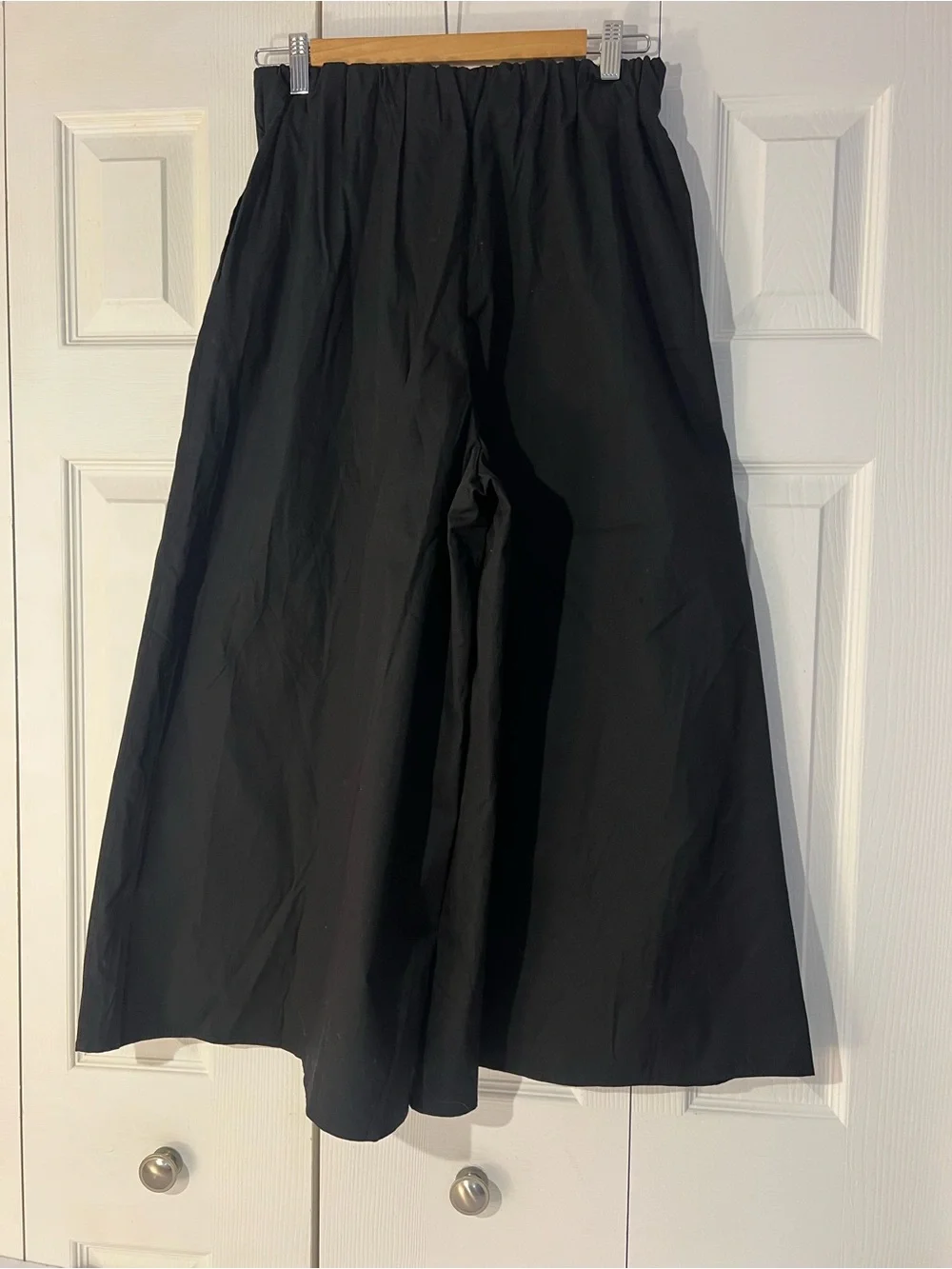 ZARA Cotton Poplin Wide-Leg Cropped Pull-On Culotte Pants in Black S NWT - Picture 5 of 9